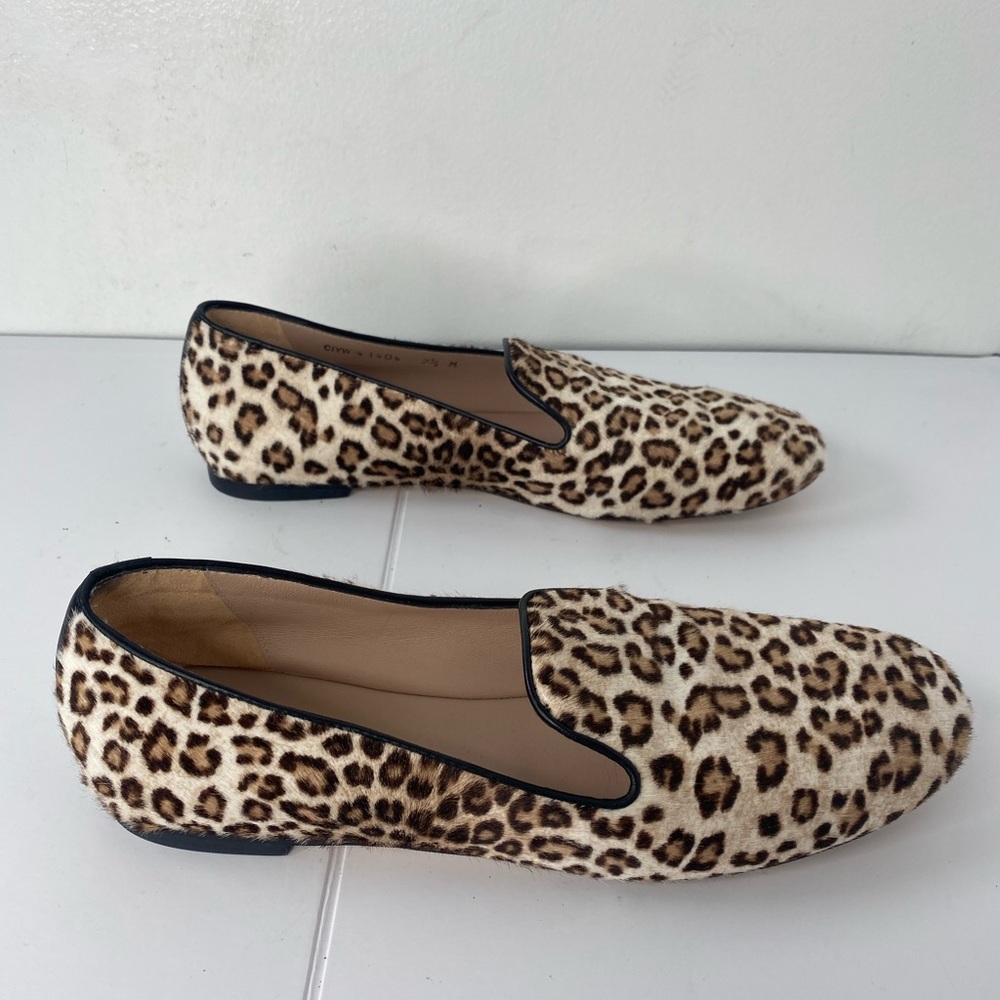 Stuart Weitzman Leopard Print Loafers with Black Trim - Picture 2 of 6